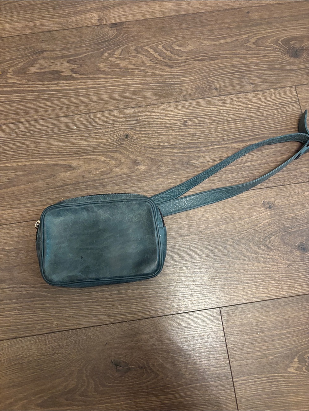 Compact Leather Crossbody Bag in Teal
